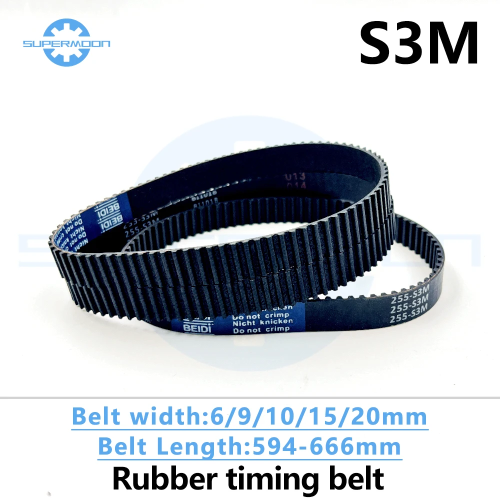 

S3M Timing Belt Length 594 597 600 603 606 609 612 624 630 633 636 642 645 651 657 660 666mm Width 6-20mm Transmiss Drive Part