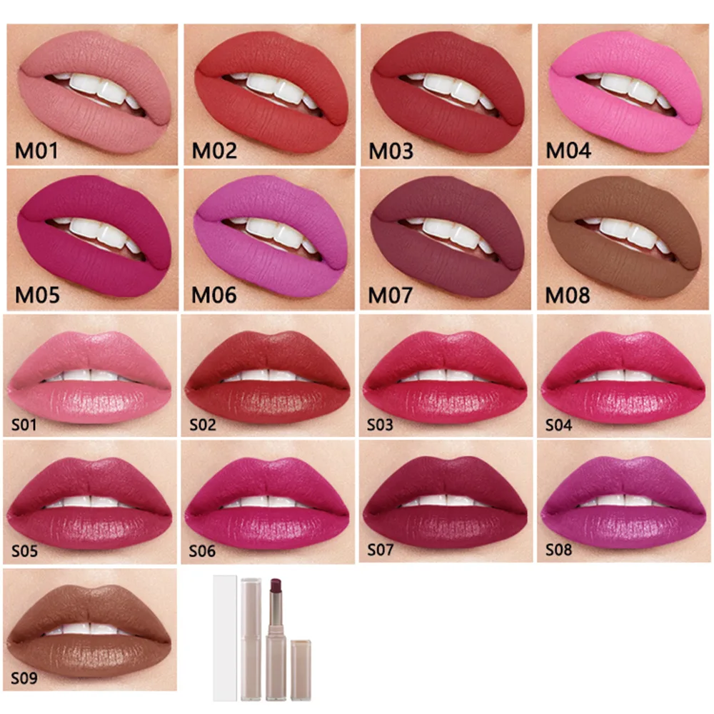 Private Label Matte Lipstick Pen Soft Silky Velvet  Sexy Full Color Lip Crayon Waterproof Lasting Beauty