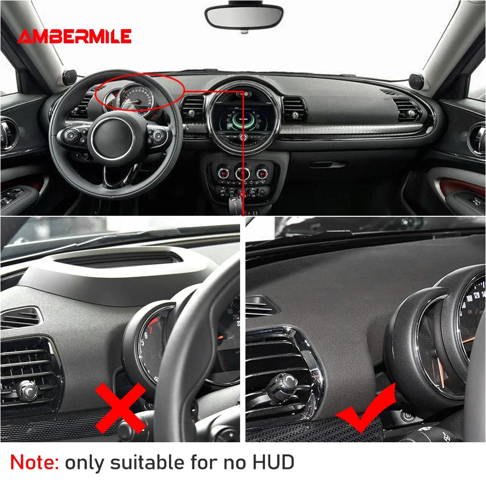 AMBERMILE Flannel for Mini Cooper Clubman F54 F55 F56 F60 Accessories Car Anti Slip Mat Dashboard Mat Pad Dashmat Carpet Cover