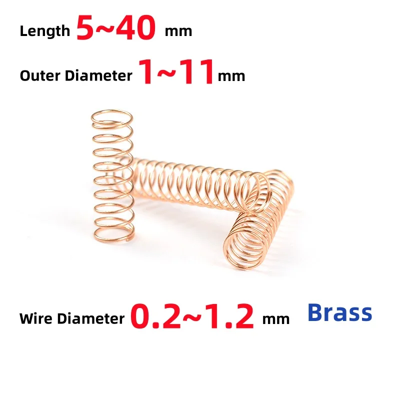 10pcs Brass Small Spring Wire Diameter 0.2~1.2mm Copper Wire Conductive Phosphorus Wire Compression Spring Flashlight