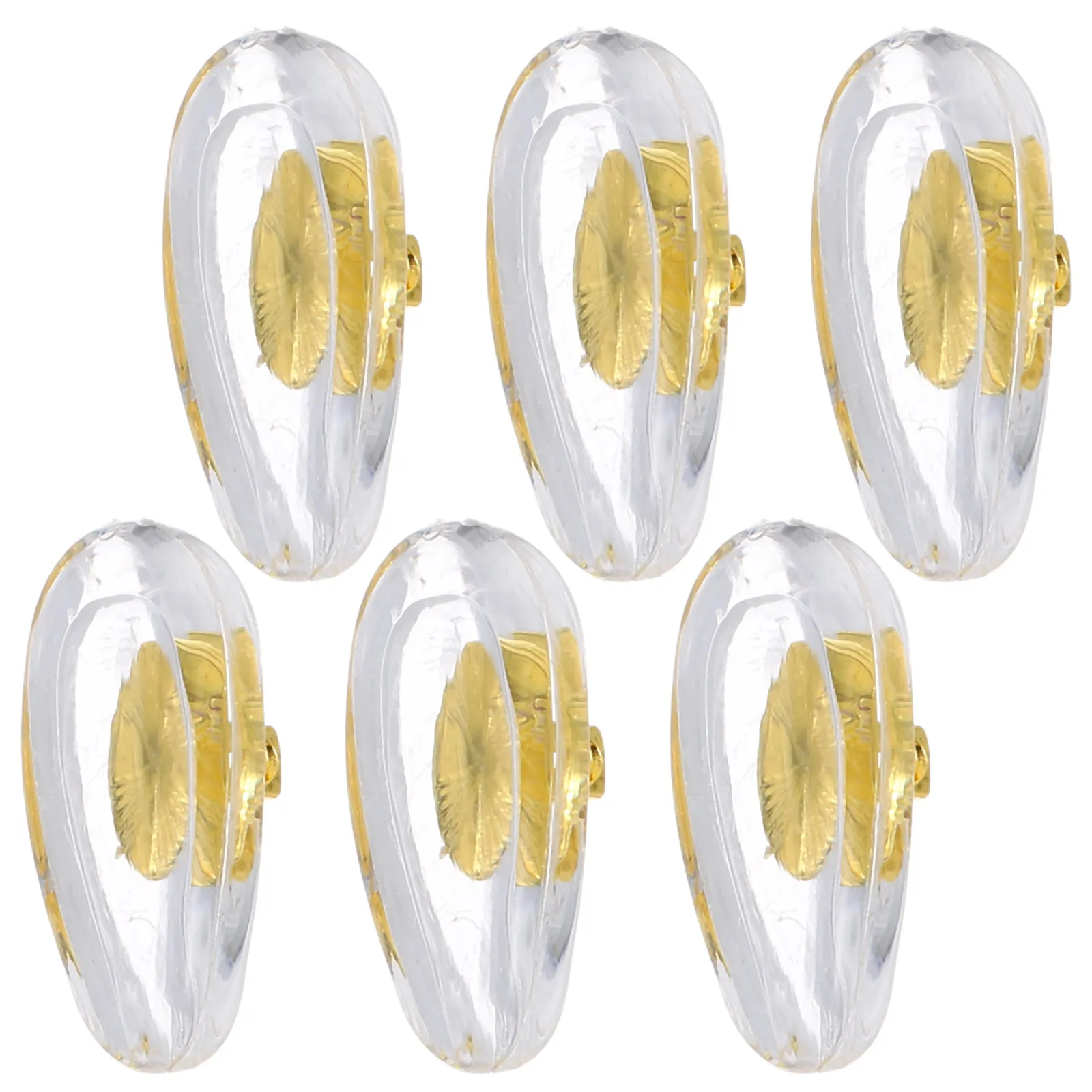 

6 пар силиконовых противоскользящих накладок на нос с металлическим сердечником для очков, сменные, мягкие, удобные, золотистые