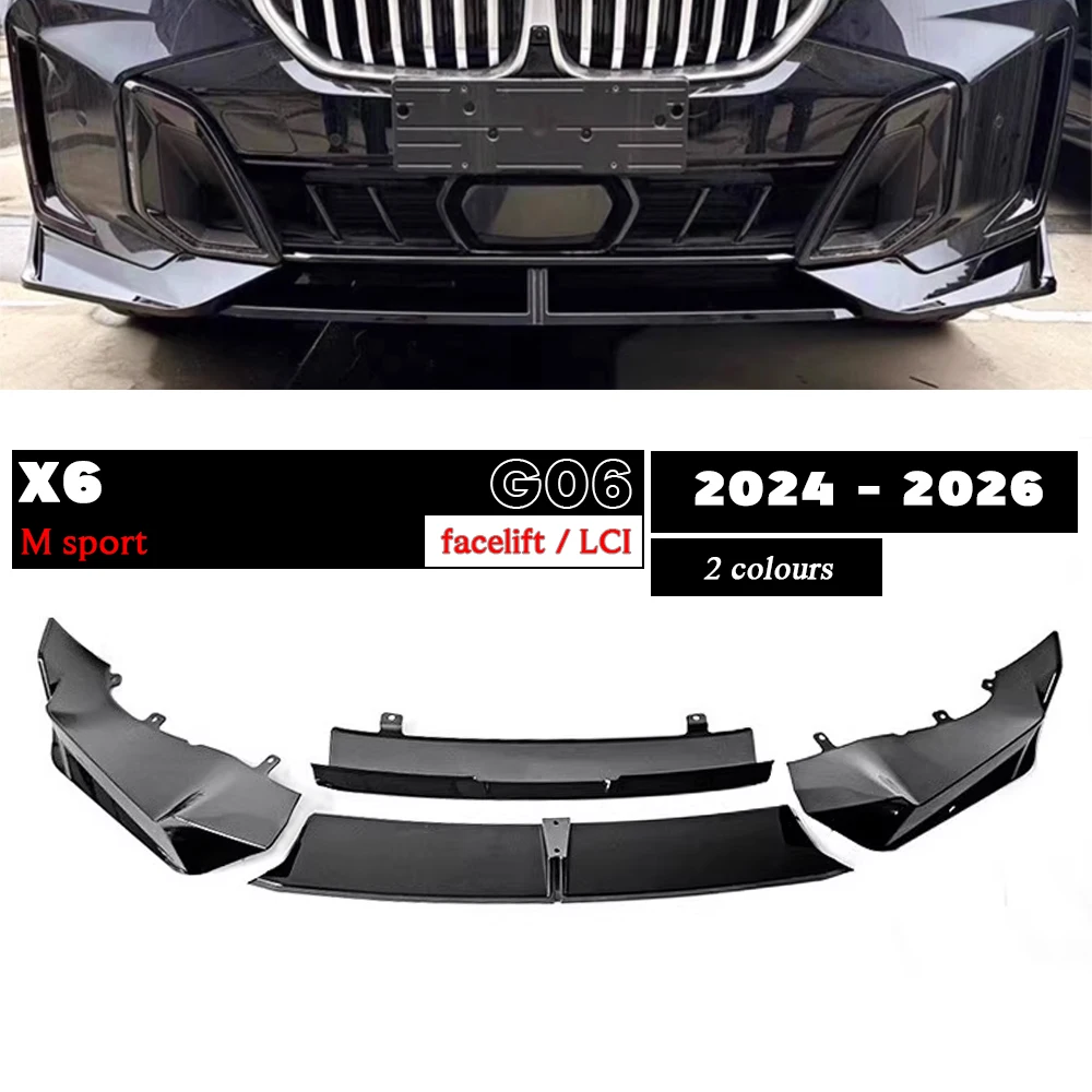 

Carbon Fiber Printing Black Front Bumper Lip Spoiler for BMW X6 Facelift G06 LCI M Sport 2024 xDrive40i M50i M60i M50d xDrive30d