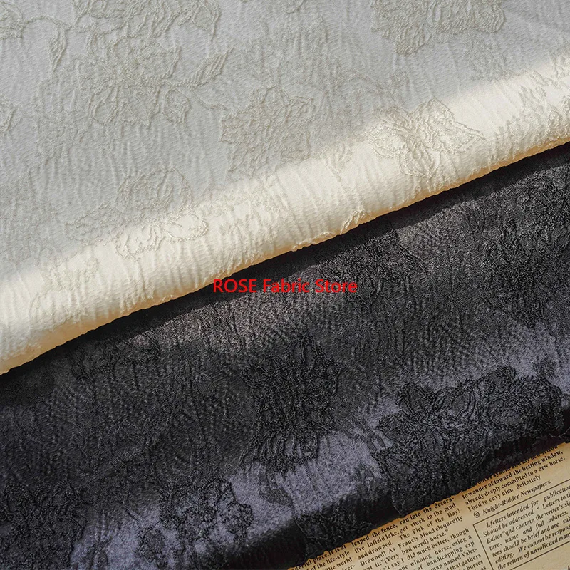 Tela Jacquard teñida en relieve de 1 metro, cortina Micro elástica, vestido Cheongsam liso para mujer, tela para hacer bricolaje