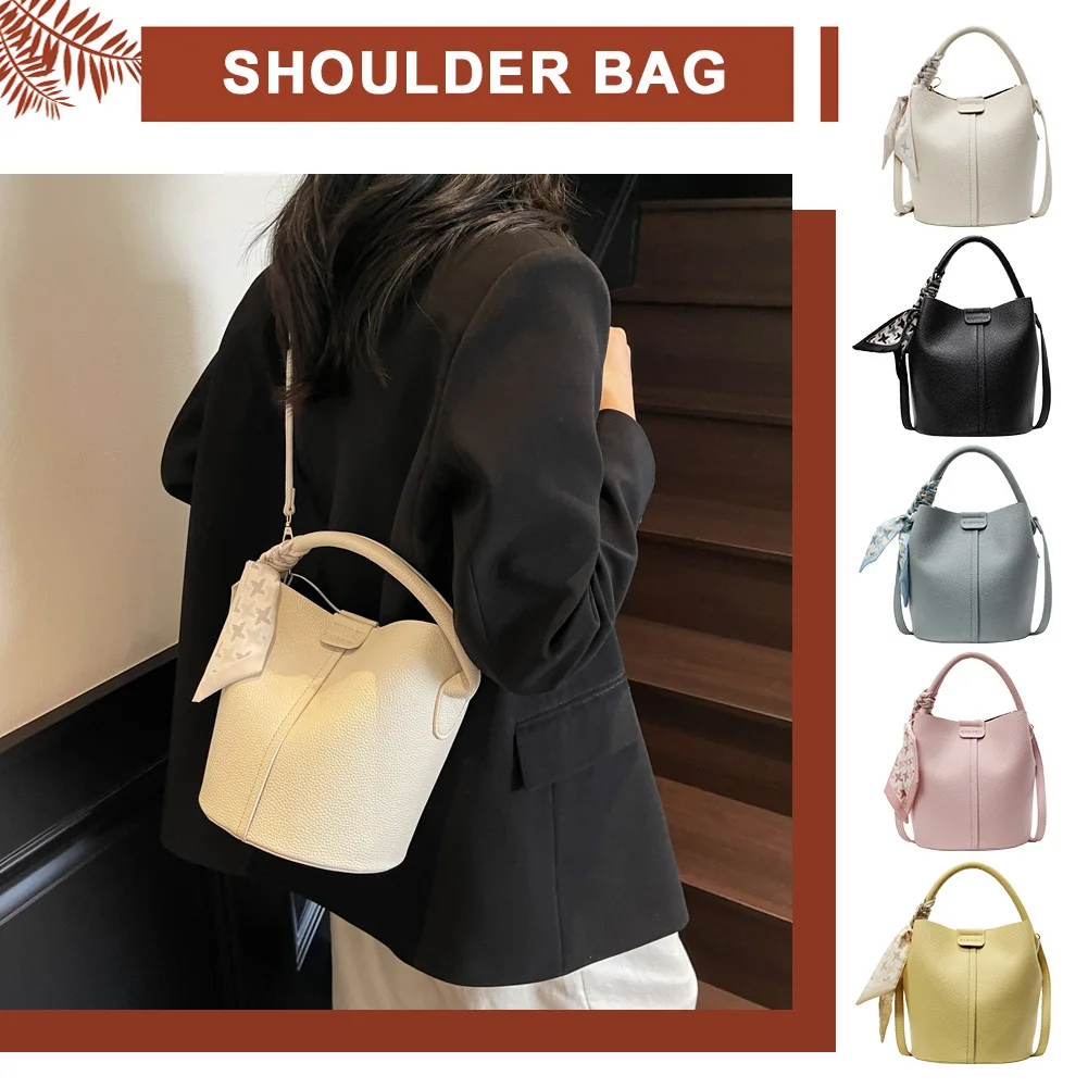 

PU Leather Bucket Bag for Women with Inner Pocket Crossbody Bag Mini Shoulder Messenger Bag for Work & Daily Use