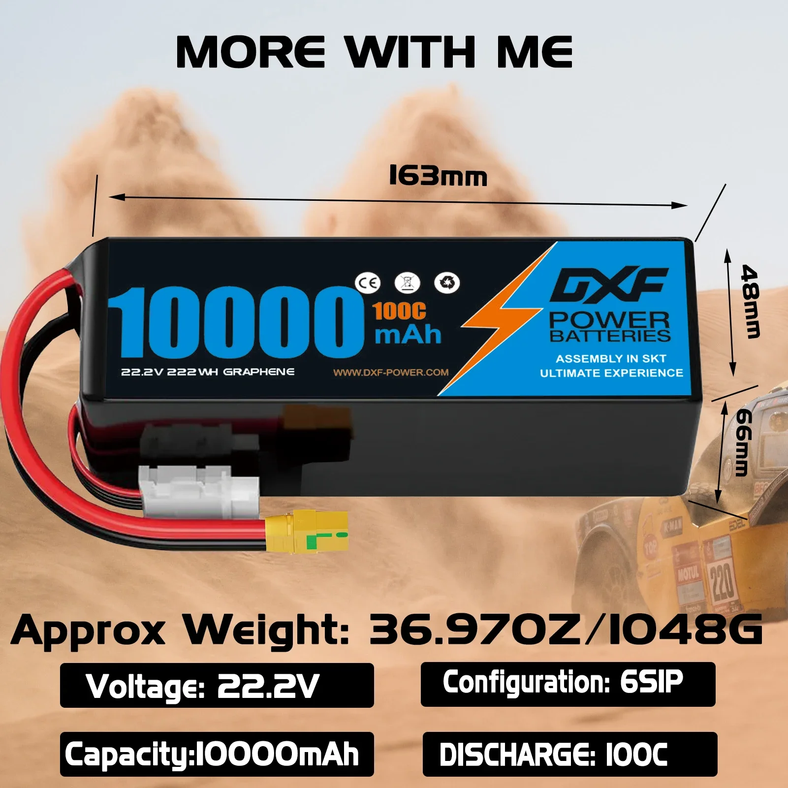 Batteria Lipo DXF 6S 22.2V 22.8V 100C 10000mAh Batteria Lipo con spina XT90 Batteria con custodia rigida per elicottero RC Drone UAV FPV Barca