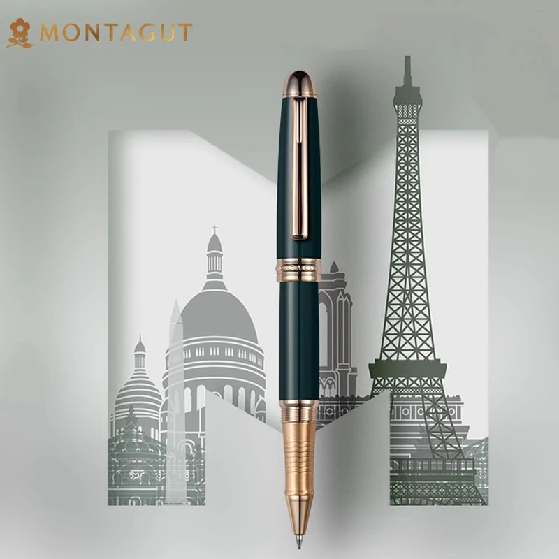 

Montagut Exquisite Iridium Roller Ball Pen Golden Trim 0.5mm Writing Ink Pen W/Gift Box For Office & Home School