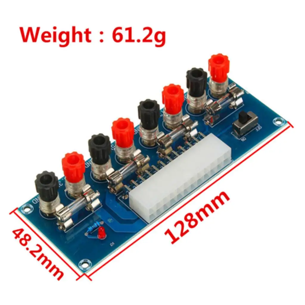 PC Power Breakout Adapter 24 Pin ATX Benchtop Power Module Kit with Fuse and Switch for Electronics Experiment and Testing
