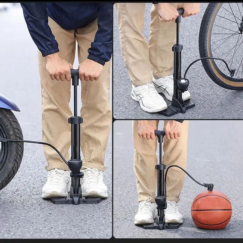 High-Pressure Bike Floor Pumps Portable Bike Floor Pump with Air Pressure Gauge Floor Bicycle Air Pump Bicycle Foot Pump