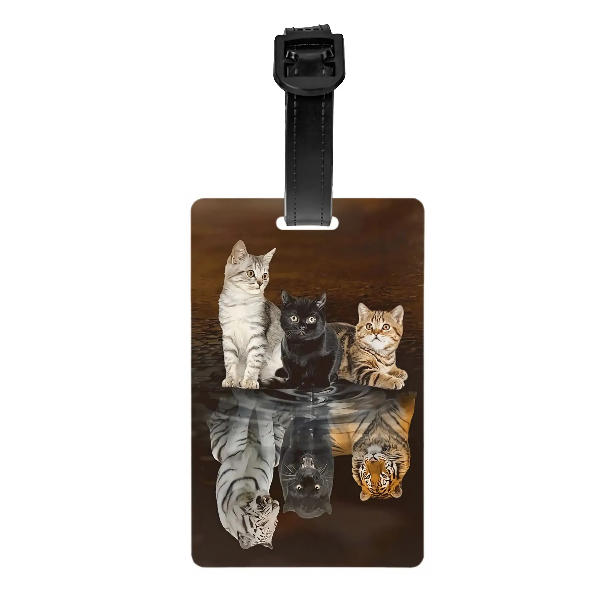 Mindset Is Everything 3 Cats Reflection Tiger Luggage Tags Custom  Baggage Tags Privacy Cover ID Label