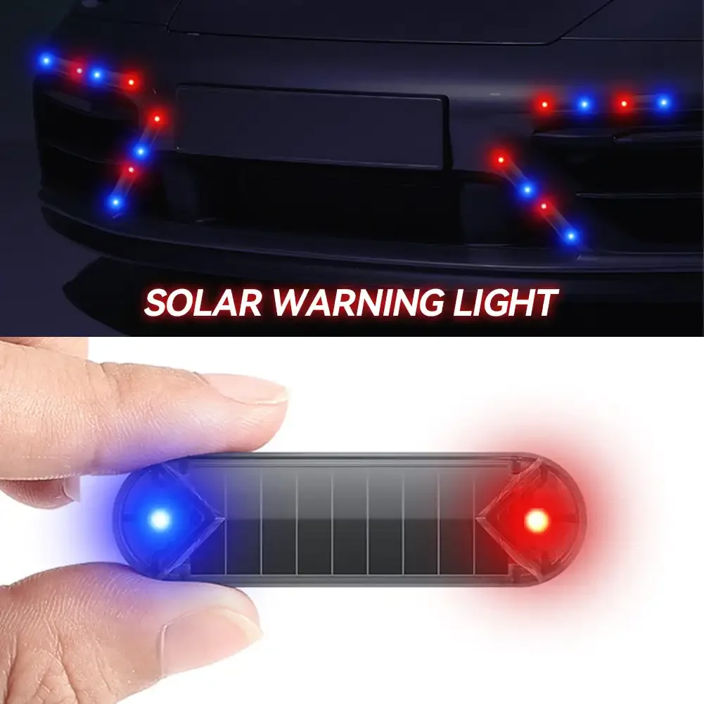 Luz de seguridad simulada alimentada por energía Solar para coche, alarma falsa inalámbrica, advertencia antirrobo, lámpara de precaución, LED