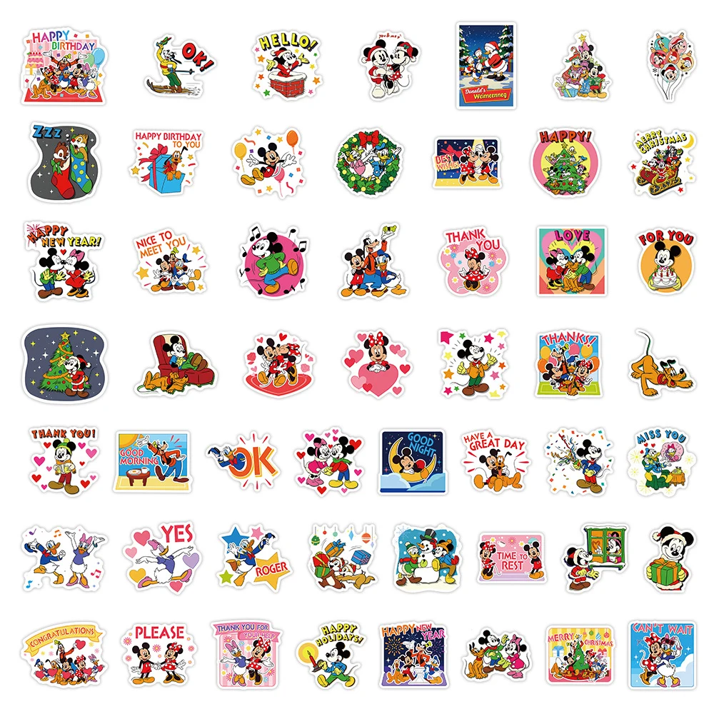 10/30/52pcs Natale Topolino e Amici Adesivi Kawaii Cartoon Disney Anime Adesivo Cancelleria Bagagli Telefono Carino Decalcomanie
