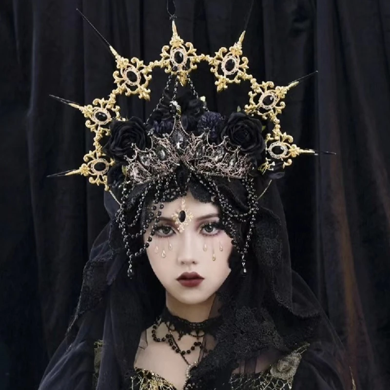 

A52E Spiked Headwear Women Wedding Birthday Headdress Revivals of Learning Costume Headwear for Women Wedding Photoshoot