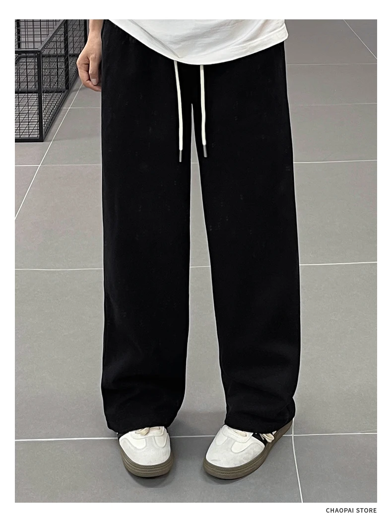 

American Casual Men's Loose Straight Leg Heavyweight Sweatpants with A Hanging Sensation and Wide Leg Sports Pants