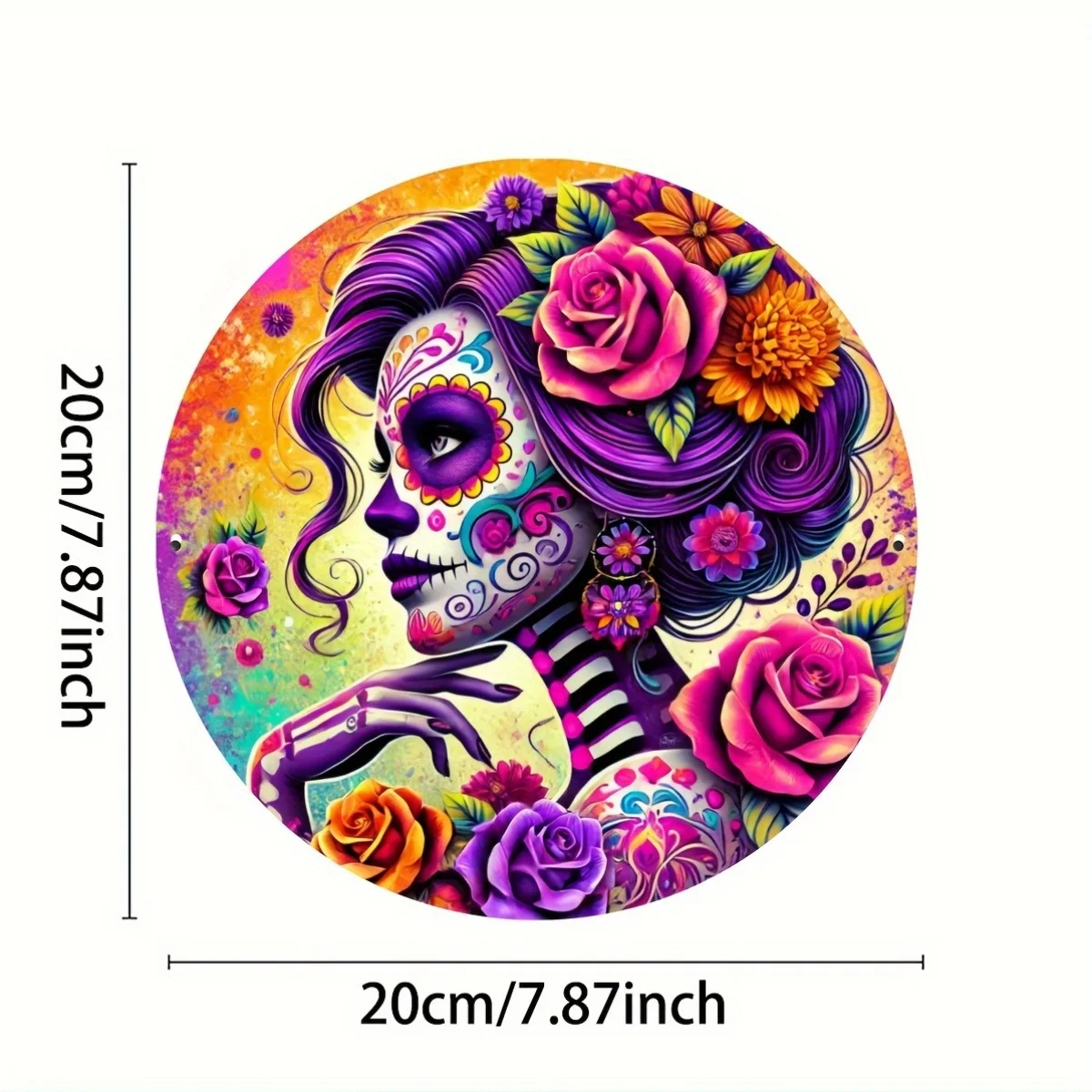 1 Piece Mexican Sugar Skull Wall Art, Vibrant Aluminum Foil Carving, Perfect for Restaurants, Bathrooms, Bedrooms, Mother's Day