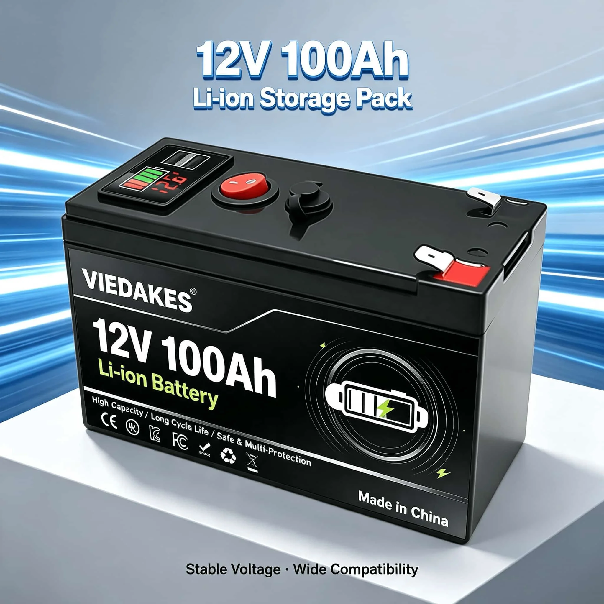 VIEDAKES 12V 10.5Ah LiFePO4 Rechargeable Battery Light Weight for Solar Generator RV Camping Emergency Power