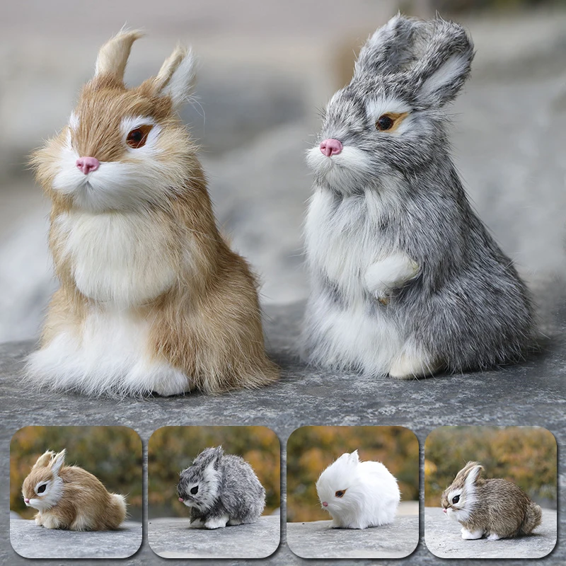 Simulation Plush Toys Action Figures Kids Gift Simulation Rabbit Toy Squatting Model Home Decoration Rabbit Model Easter Rabbits