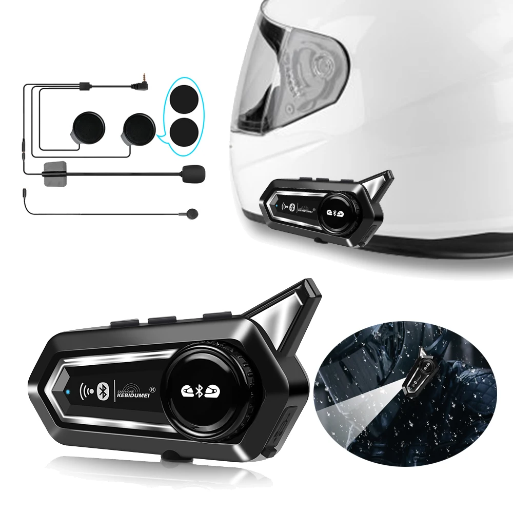 

Motorcycle Helmet Headset Stereo Bluetooth5.0 Hands Free Call Waterproof 1000mAh With Tri-Color Ambient Light Handsfree Call