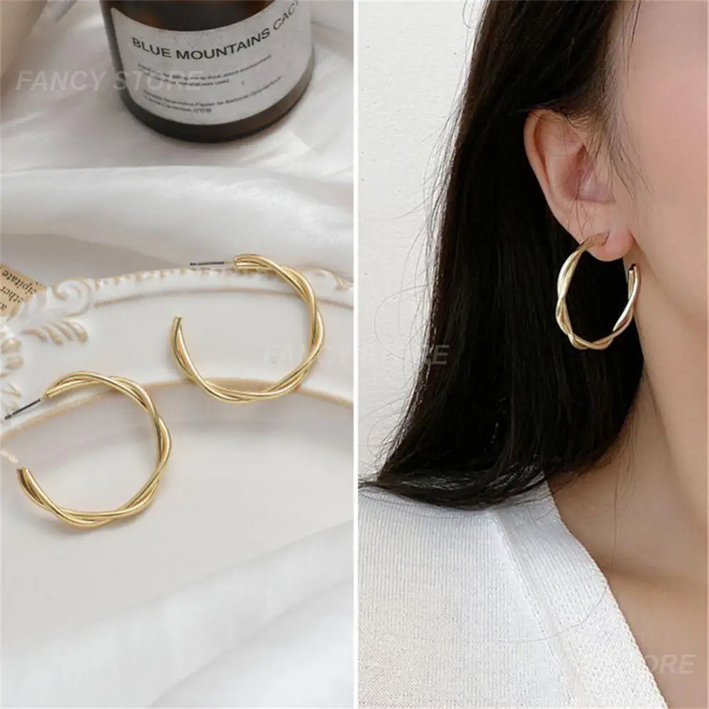 1~4PAIRS Womens Earrings Geometric Gold Color Hoop Earrings Party Gift Earring Circle Exaggerated Irregular Circle Earrings