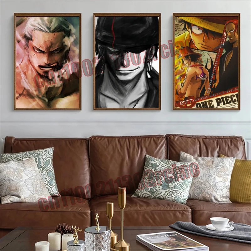 

Classic Anime One Piece Poster, Luffy, Zoro, Picture Printing Canvas Painting Retro Style Home Wall Art Decor Oil Painting