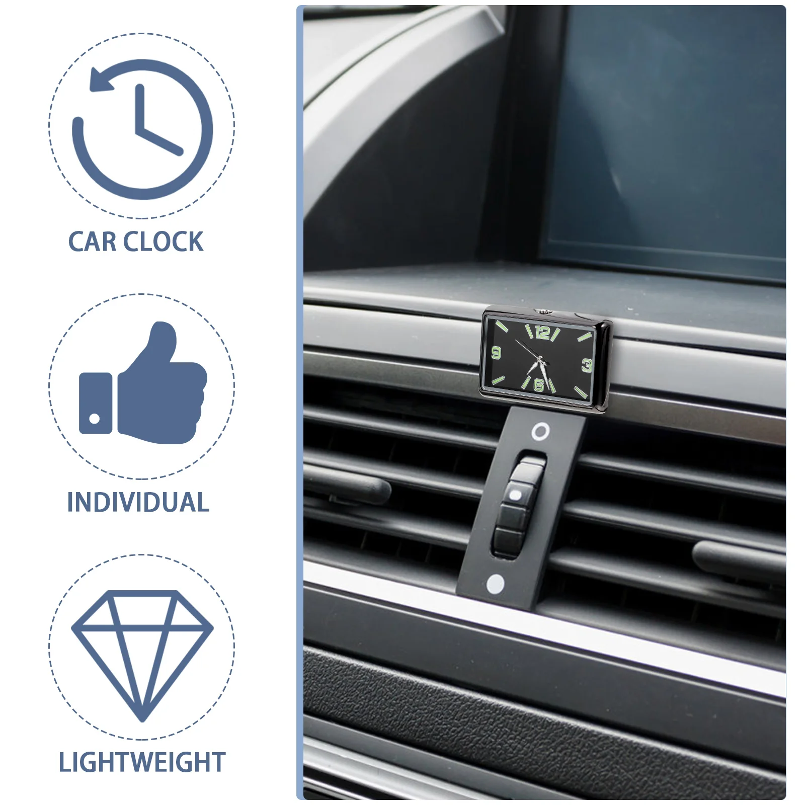 

Decoration Clock Small Analog Home Office School Dashboard Compact Mini Fluorescent Stylish Simple Design for Car