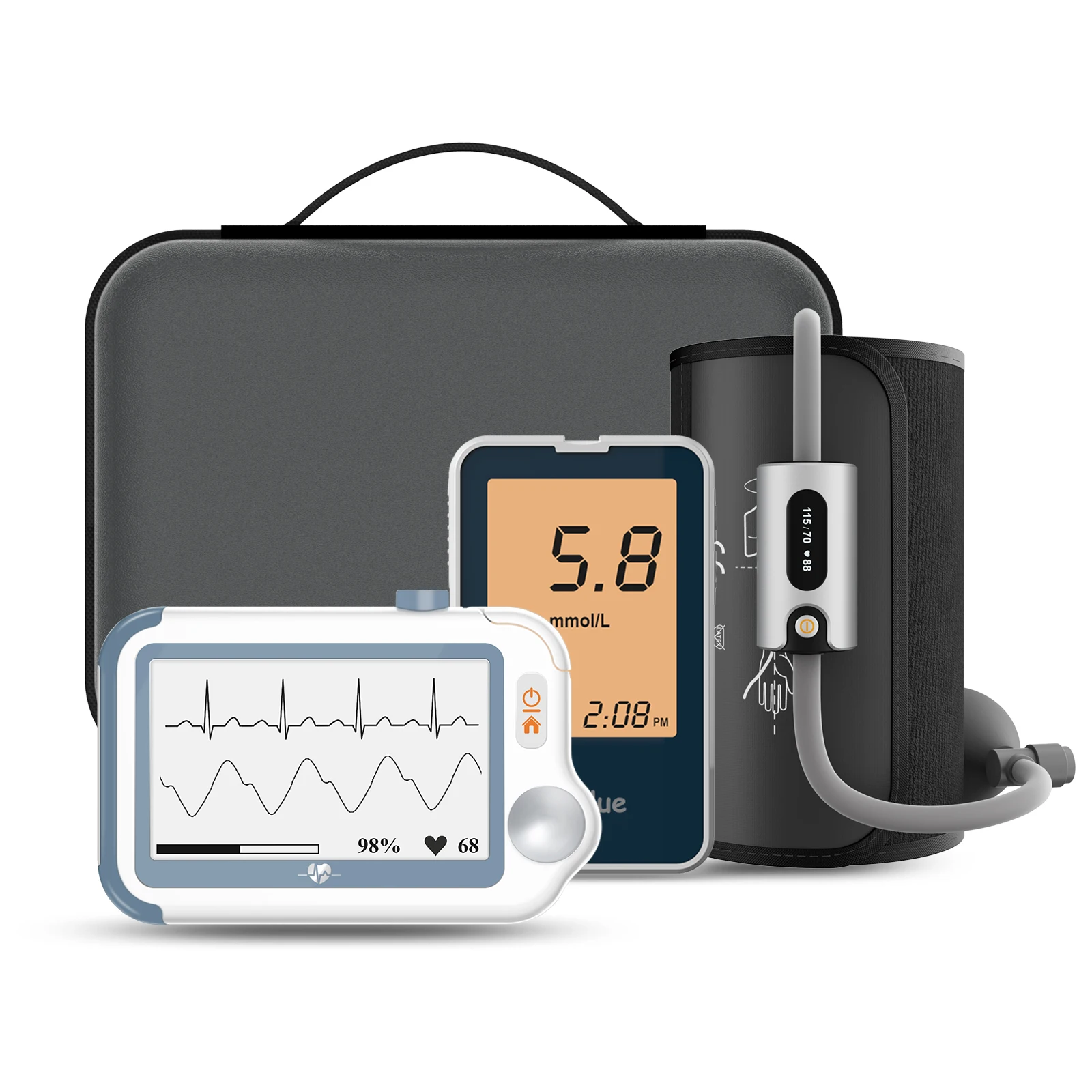 Viatom Checkme Suit Home Vital Signs Monitor Handheld Temperature Blood Glucose Measurement Free App Ecg Spo2 BP Monitor