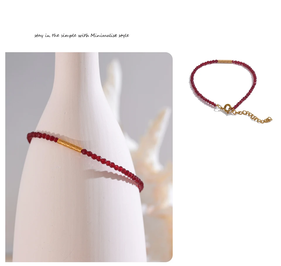 Yhpup Ancora Ankela Roter Kristall Dünnes Armband Beliebte Mode Exquisites Armband Edelstahlperlen Handgefertigter Schmuck – Detail 11