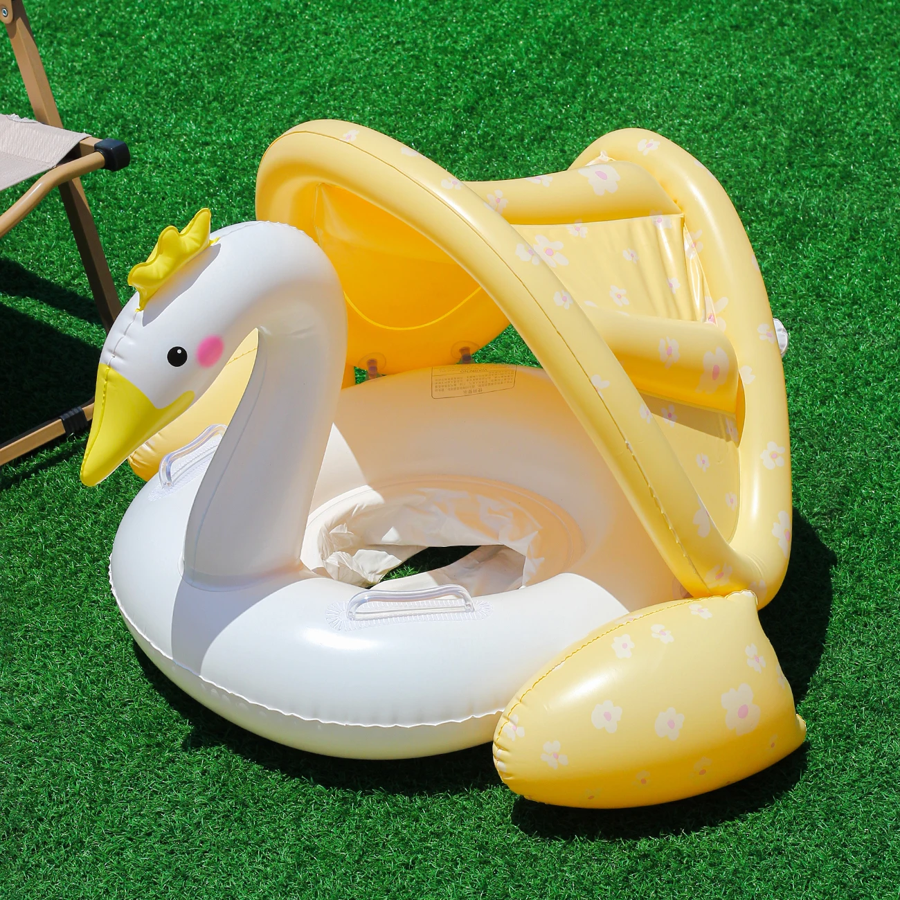 1 unidad de flotadores de piscina con dosel de cisne color crema mejorados, anillo de natación de verano, ayuda para nadar en la playa y la piscina, juguetes de playa Gea de seguridad del agua para Fiesta EN LA Piscina