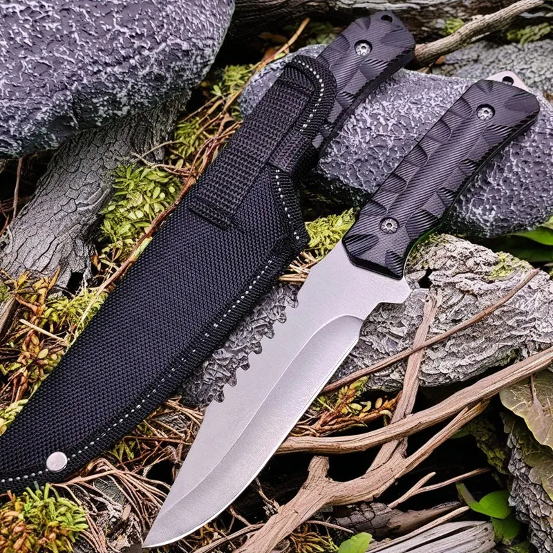 Outdoor small knife camping straight knife jungle wilderness survival knife with sheath, high hardness keel integrated knife