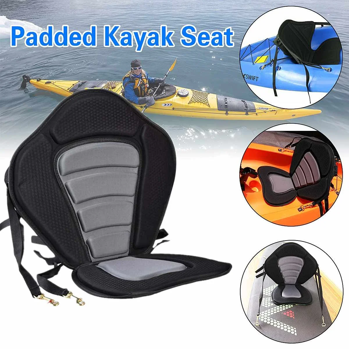 

Kayak Seat Padded Adjustable Backrest Canoe for Fishing Boat Non Slip Rest Support Soft Cushion Inflatable Boat Backrest