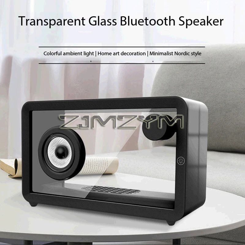Portable Wireless Bluetooth Speaker Vintage Clear Organic Glass Bluetooth Soundbar RGB Music Box 2000mah Rechargeable Battery
