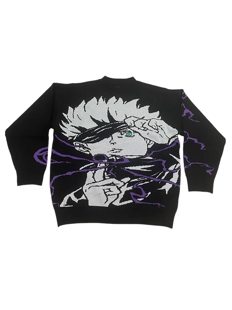 

Fall and Winter Season Anime Jacquard High Street Fashion Pullover Knit Oversized Sweater Gothic American Vintage Y2k Clothing