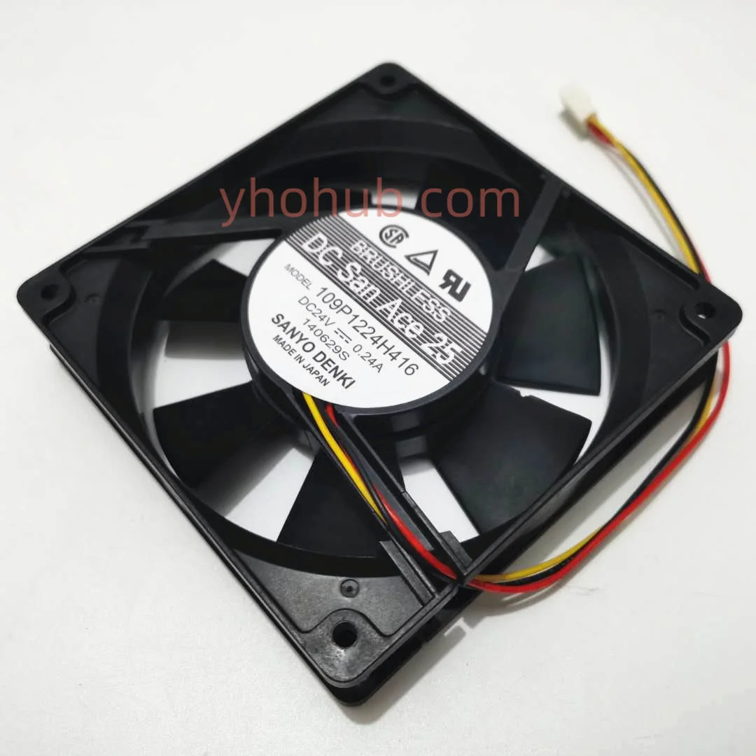 

SANYO DENKI 109P1224H416 DC 24V 0.24A 3-Wire 120x120x25mm Server Cooling Fan