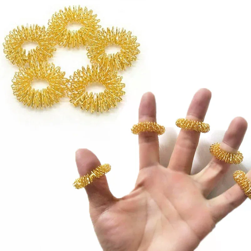 

10 шт. массажных колец для пальцев из нержавеющей стали, акупунктурные кольца для терапии, расслабления и улучшения кровообращения