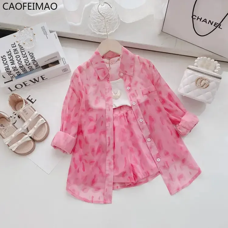 Girls Summer Suit Children Sunscreen Jacket + Shorts Two-piece Set Children Girls Thin Section Children Clothing Set