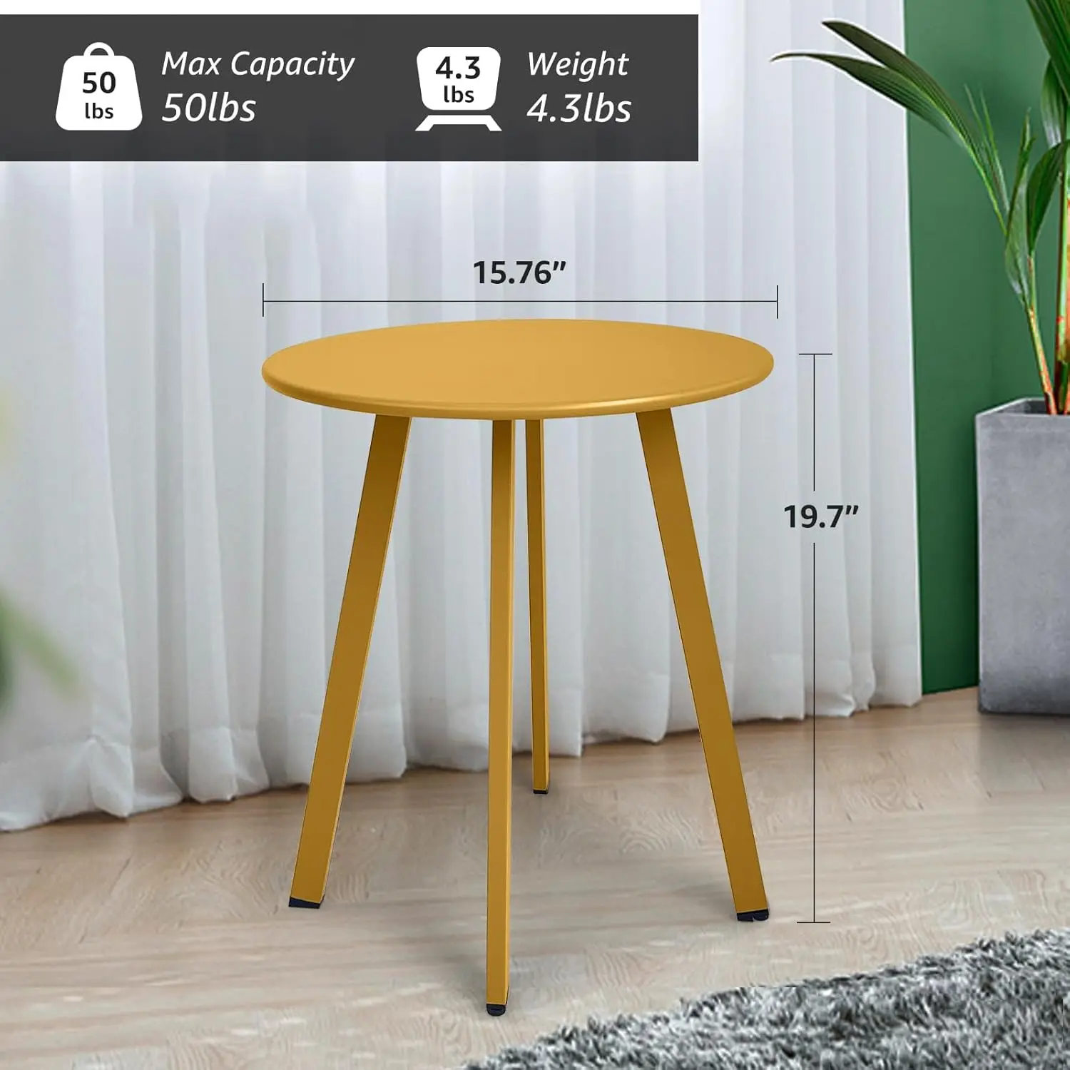 Side Table Outdoor Indoor Round Metal Steel Small Side Table, Waterproof End Table for Garden Balcony Yard