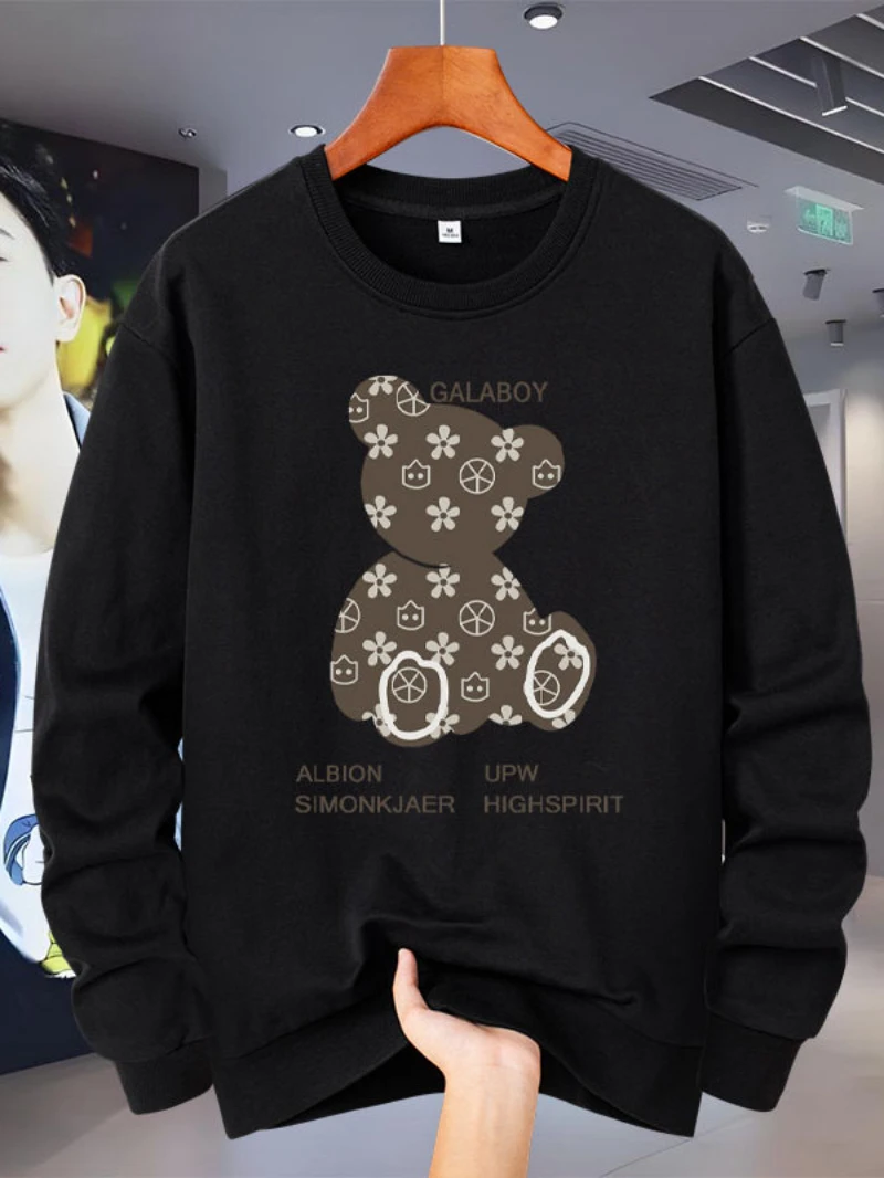 

2025 Luxurious Bear Print Autumn and Winter Round-neck Hoodie High-end Luxury Is for Both Men and Women Top Y2k