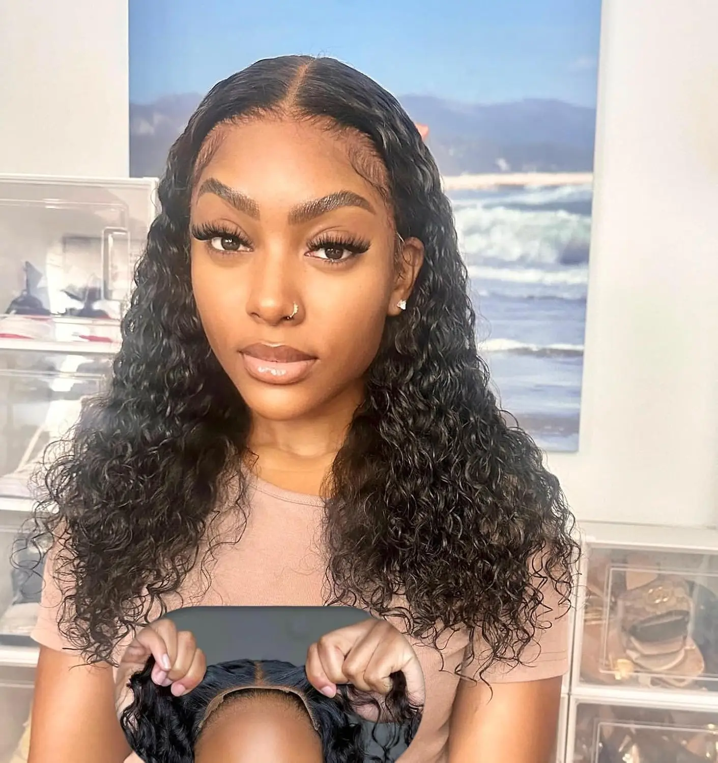 

Wear and Go Glueless Wigs Human Hair Pre Plucked Pre Cut Jerry Curly Lace Wigs 4x4 Lace Closure Human Hair Wigs 180 Density Wigs