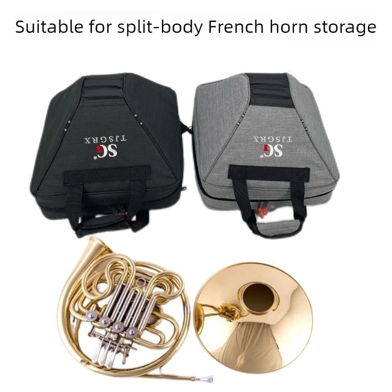Split-body French Horn Storage Bag Oxford Cloth French Horn Bag Thick Waterproof Backpack Portable Brass Instrument Accessories