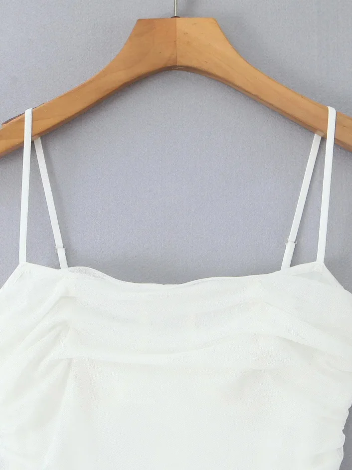 Vestido Bodycon F Sexy e Estiloso com Saia Envolvente de Malha Franzida, Cintura Franzida, Estilo Europeu, Fibra de Po...