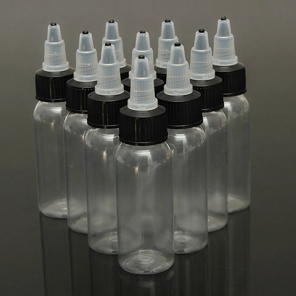 10Pcs Plastic Ink Bottles Empty Pigment Storage Bottles Leakproof Large Capacity for Ink Pigment Liquid Plastic Bottle