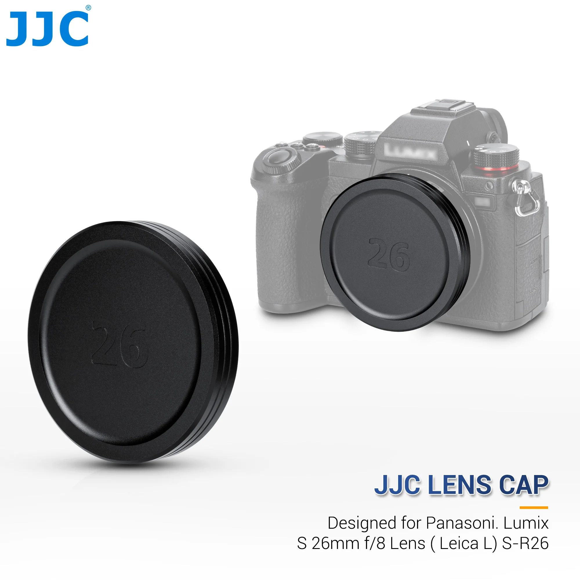 

JJC Lens Cap Cover Keeper Protector Compatible with Panasoni Lumix S 26mm F8 Lens (Leica L) Lens S-R26 Deluxe Cap Cover