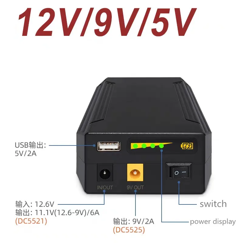 12V 9V 5V 6A 28800MAH Lítium Ion Üteg számára Vmennyit érő router/monitor/cellphone/led lights/sound Többcélú áram Szülőok