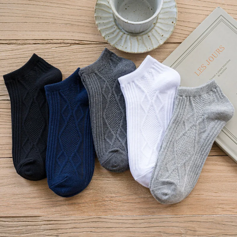 3 Pairs/set New Men Solid Color Socks Autumn Summer Versatile Business Leisure Striped Breathable Comfortable Cotton Socks Meias