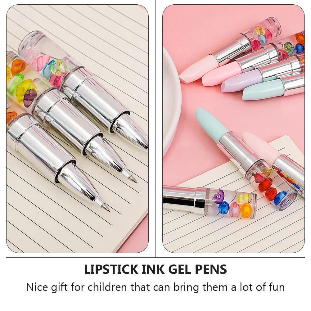 

4Pcs Lipstick Gel Pens Creative Design Smooth Writing Office School Signature Ink Pens Lovely Stationery for Students