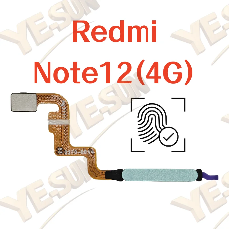 For Xiaomi Redmi Note 12 (4G) Fingerprint Sensor Home Return Key Menu Button With Side Power On Off Flex