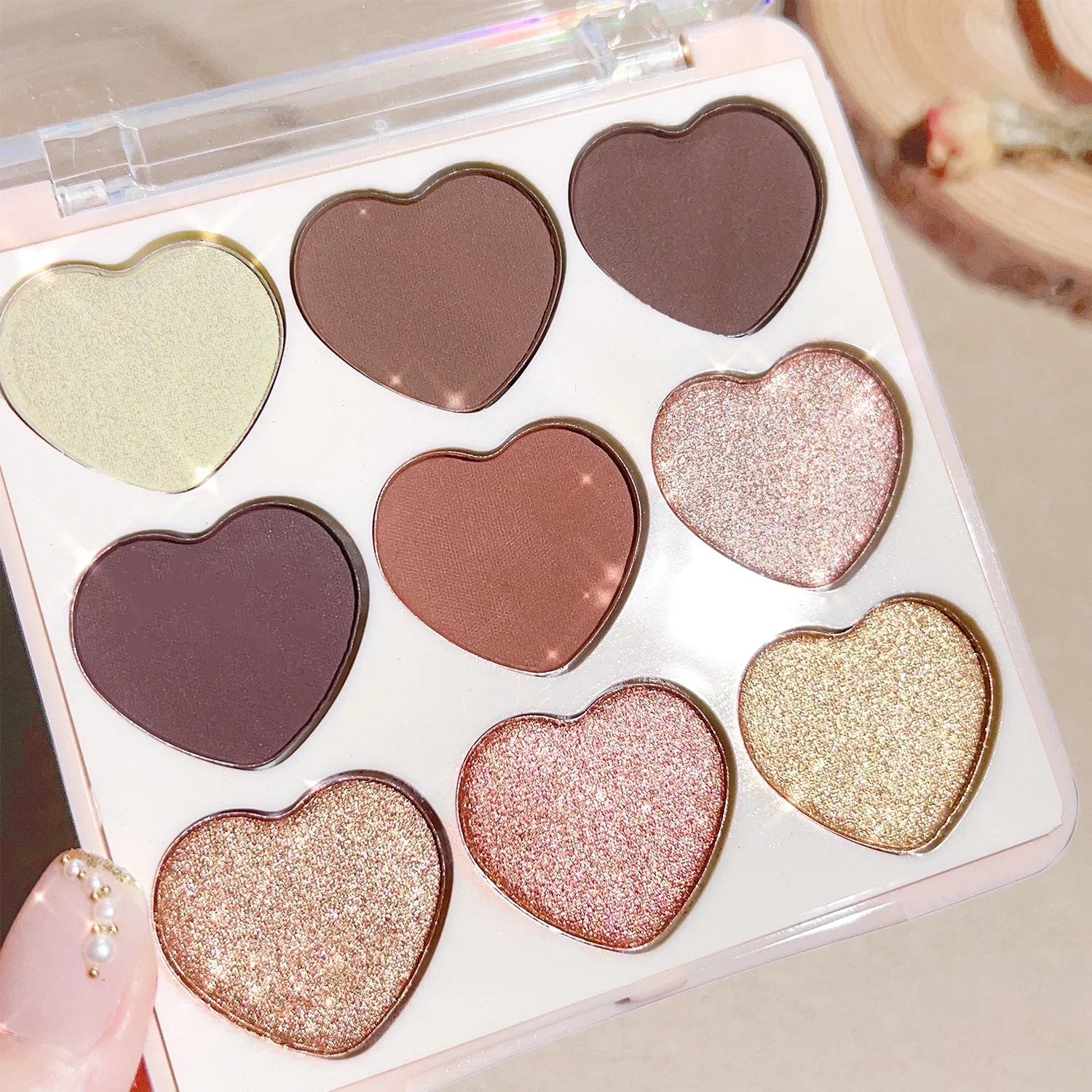 Paleta de sombras Love Nine Colors, brilho perolado fosco, à prova d'água e não é fácil de desbotar, paleta de maquiagem acessível