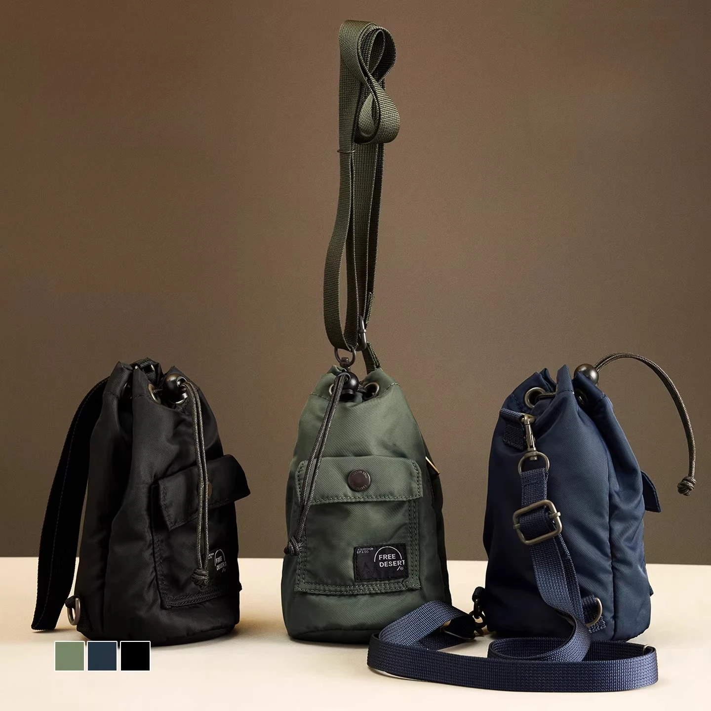 Yoshida TANKER Water Repellent Crossbody Bag Bucket Bag Nylon Casual Shoulder Small Pack Multi-use Waist Bag