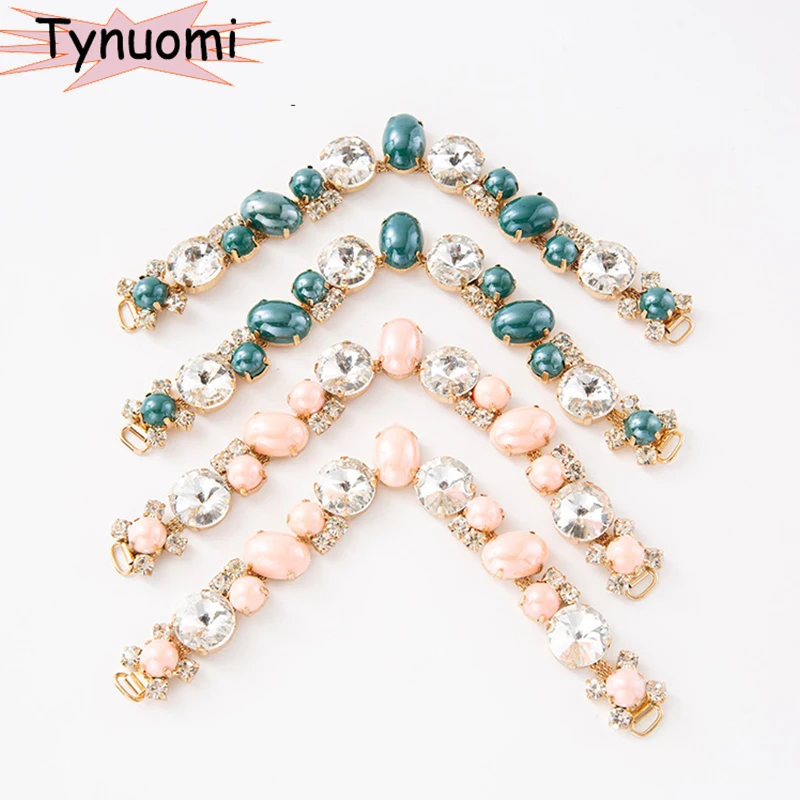 1 paar 4 Farbe Perle-Serie Bikini Stecker Bekleidungs Dekorative Strass Schnalle Kristall Sandale Kette DIY Hand Genäht Strand schuhe