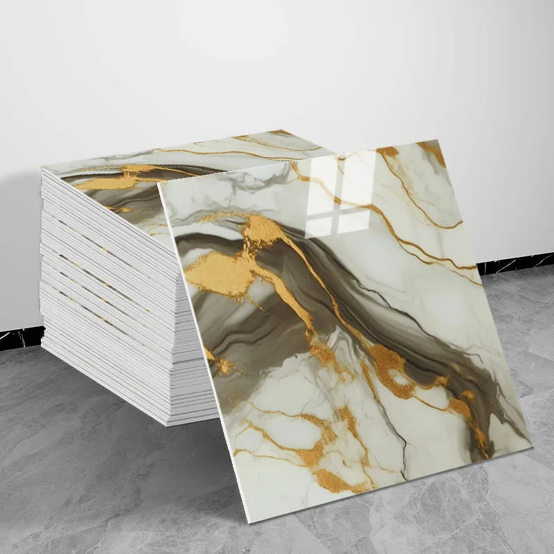 Waterproof Marble Wall Sticker 30*30cm 12Pcs - Self-Adhesive Foam Panels with Aluminum Layer for Kitchen, Bathroom, Modern Home