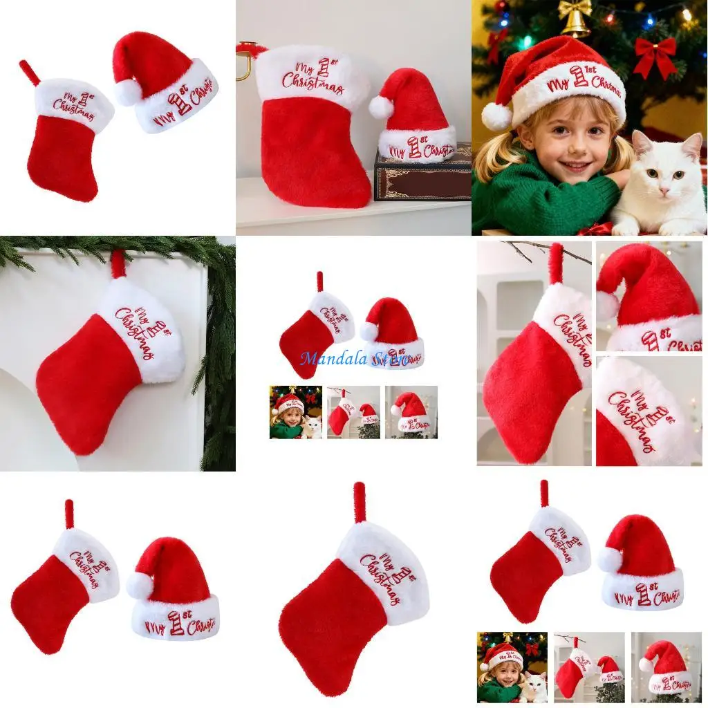 

U2JC Santa Hat Fabric Stocking Hanging Decorations For Holiday Crafting Projects Christmas Tree Accessories